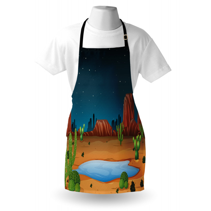 Cactus Plants Starry Sky View Apron