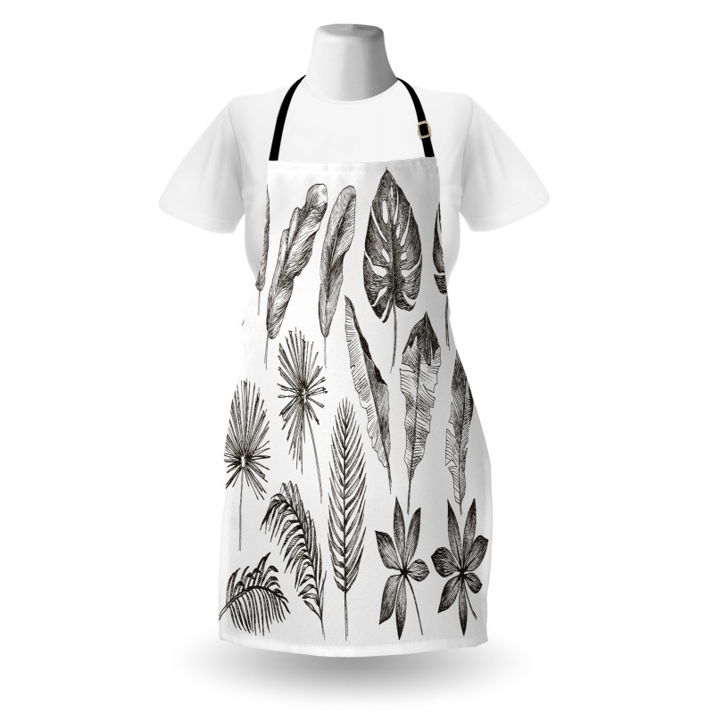 Monochrome Exotic Leaf Apron