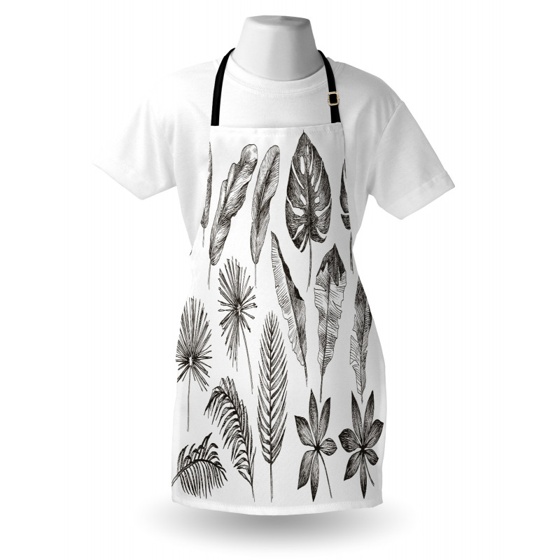 Monochrome Exotic Leaf Apron