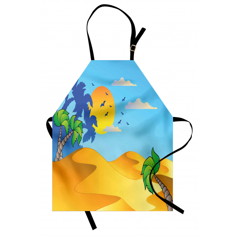 Cartoon Desert Landscape Palms Apron