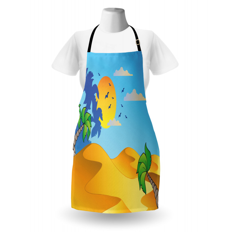 Cartoon Desert Landscape Palms Apron