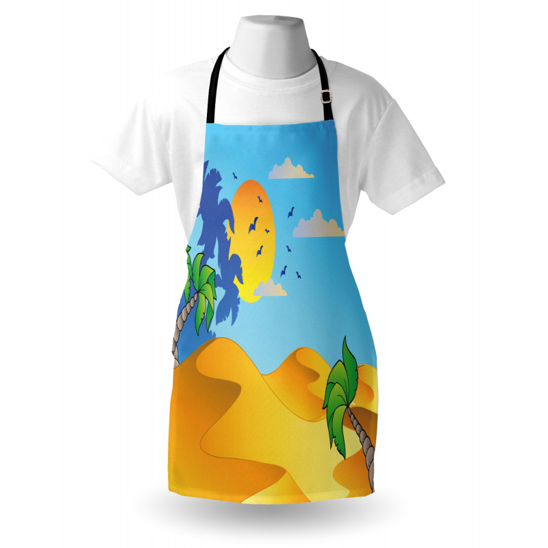 Cartoon Desert Landscape Palms Apron