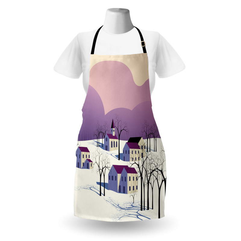 Graphical Village Scene Apron