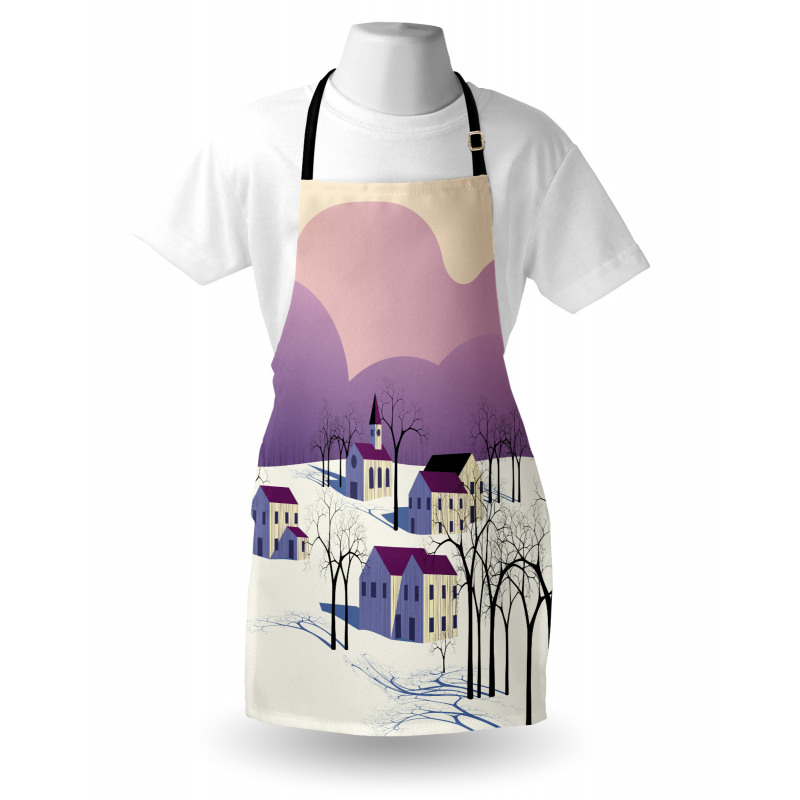 Graphical Village Scene Apron