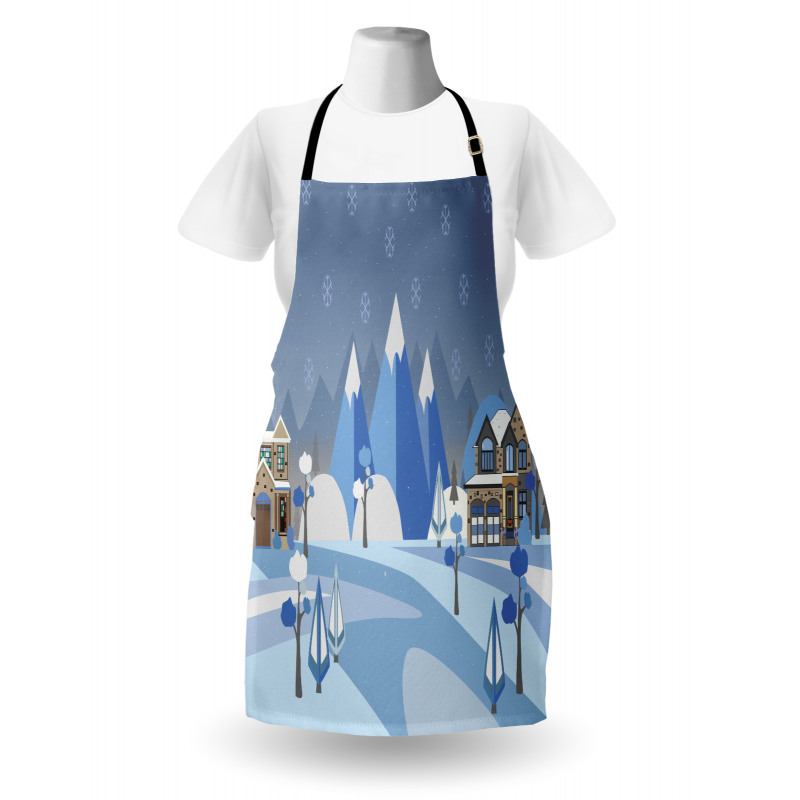 Wintry Outdoors Houses Apron