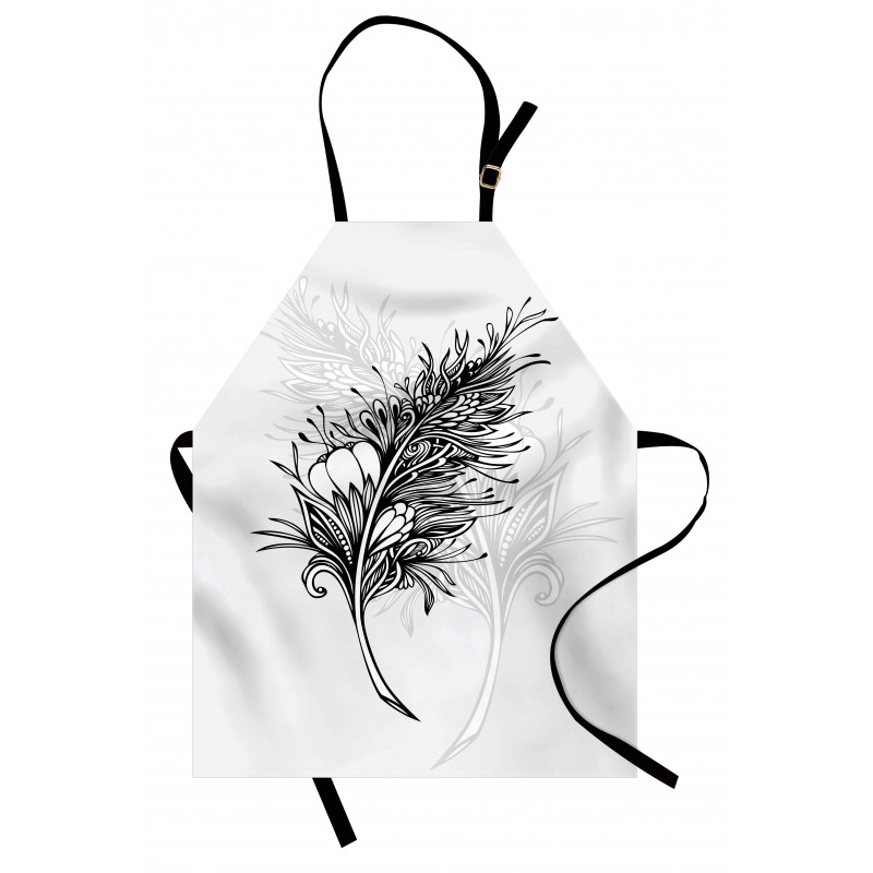 Doodle Style Plumage Boho Apron