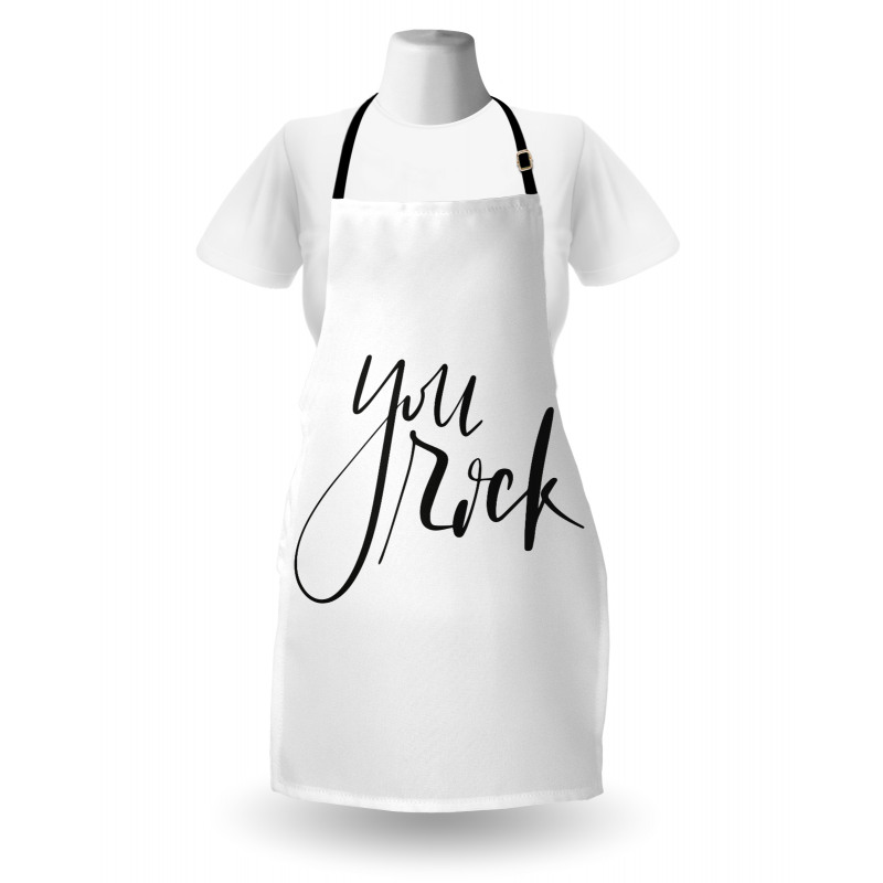 Monochrome Cursive Motto Apron