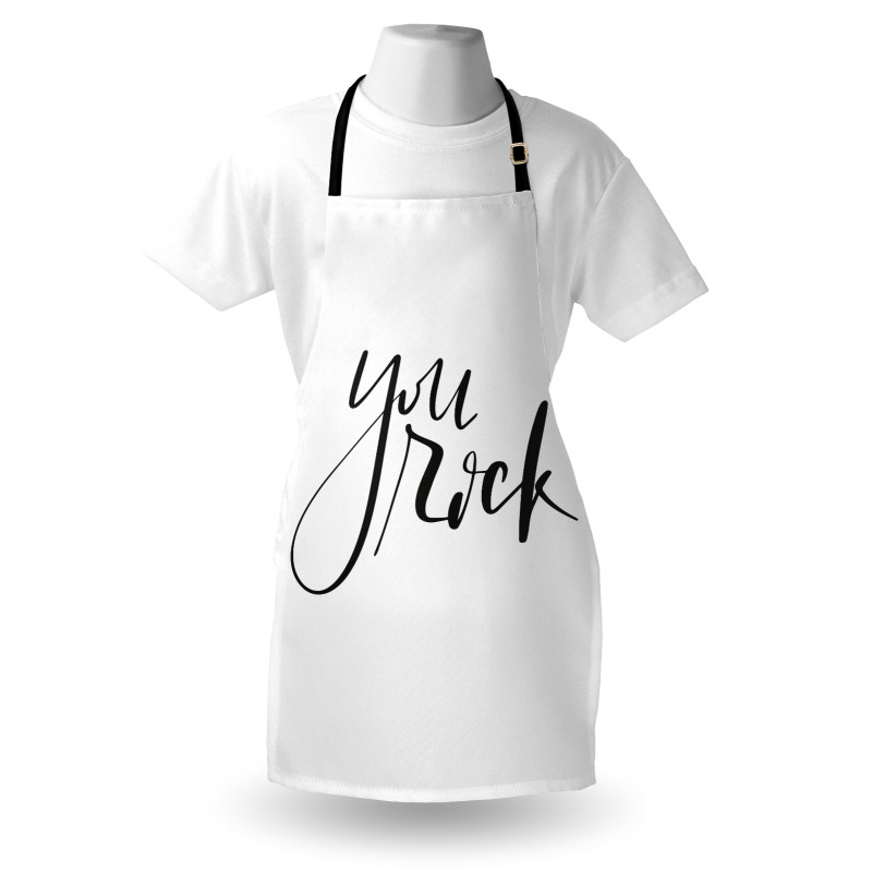 Monochrome Cursive Motto Apron