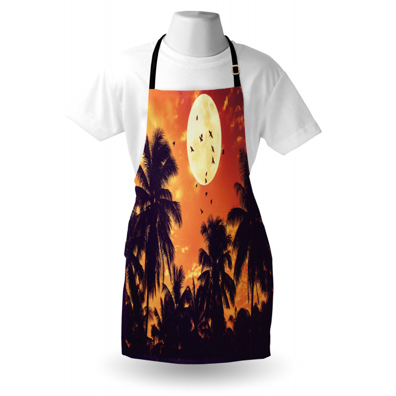 Palms Full Moon Birds Apron