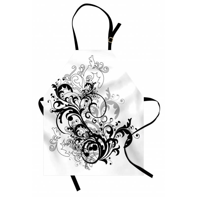 Monochrome Abstract Leaves Apron