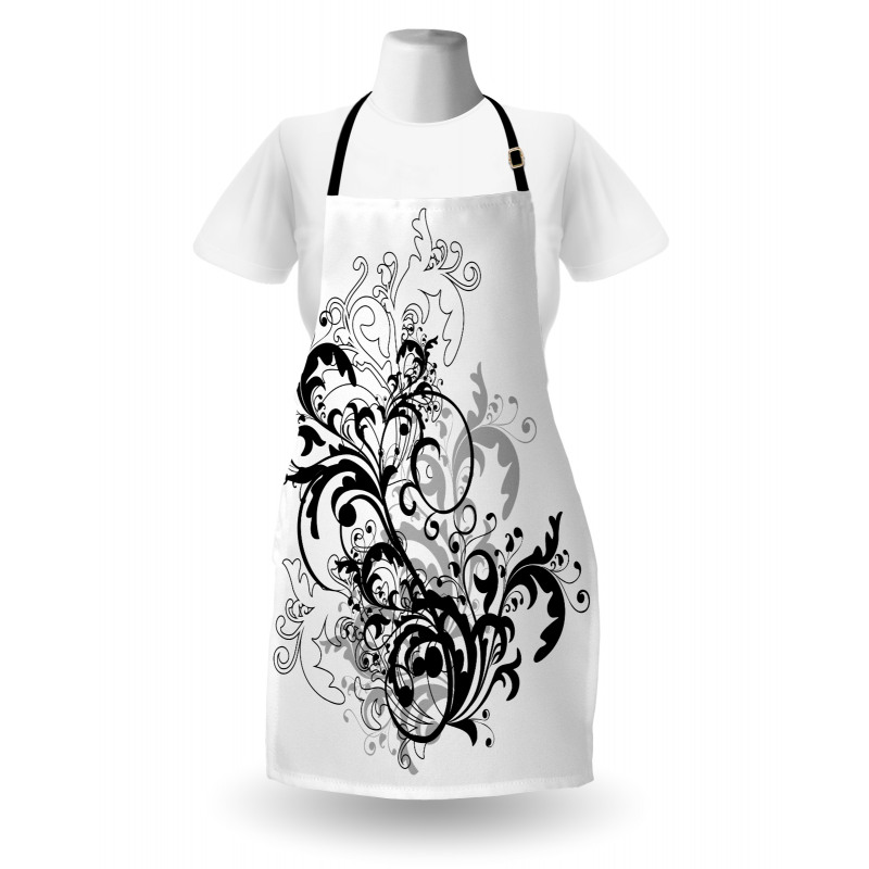 Monochrome Abstract Leaves Apron