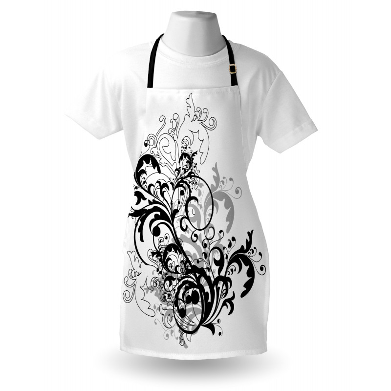 Monochrome Abstract Leaves Apron