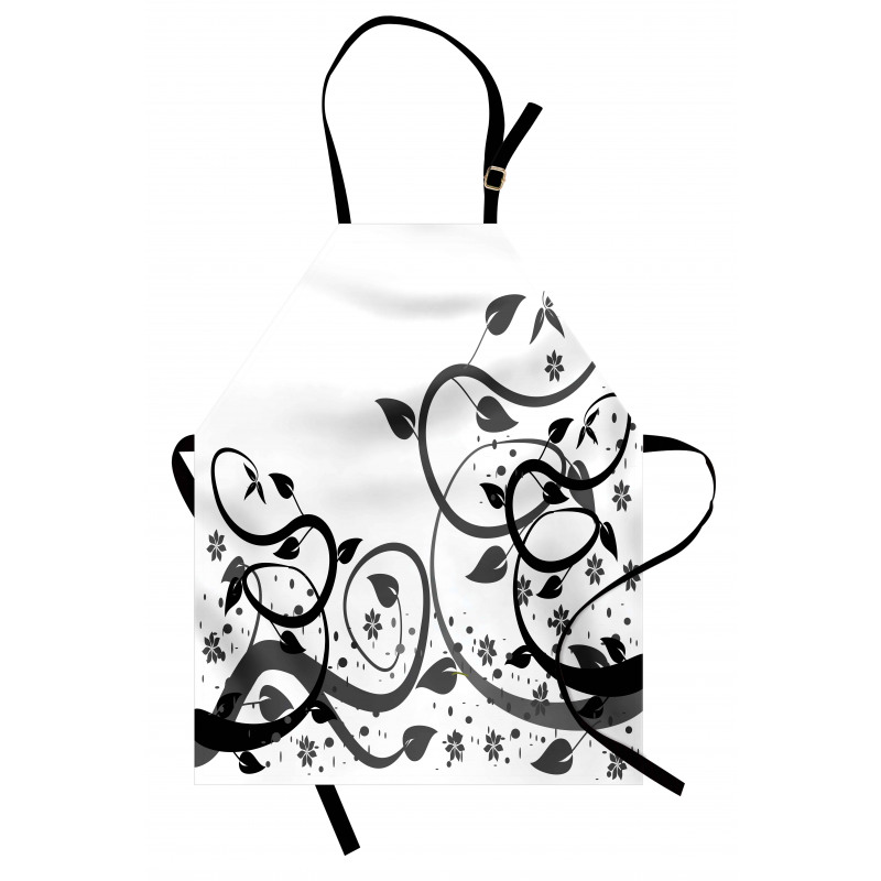 Grey Tones Abstract Leaves Apron