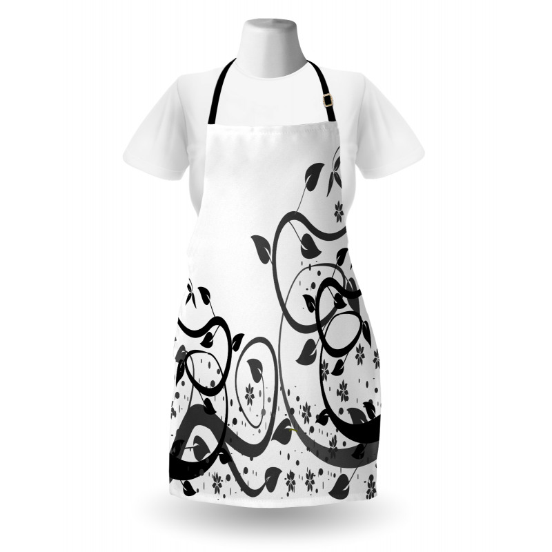 Grey Tones Abstract Leaves Apron