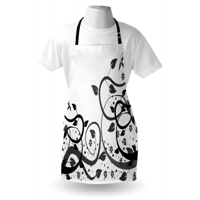 Grey Tones Abstract Leaves Apron