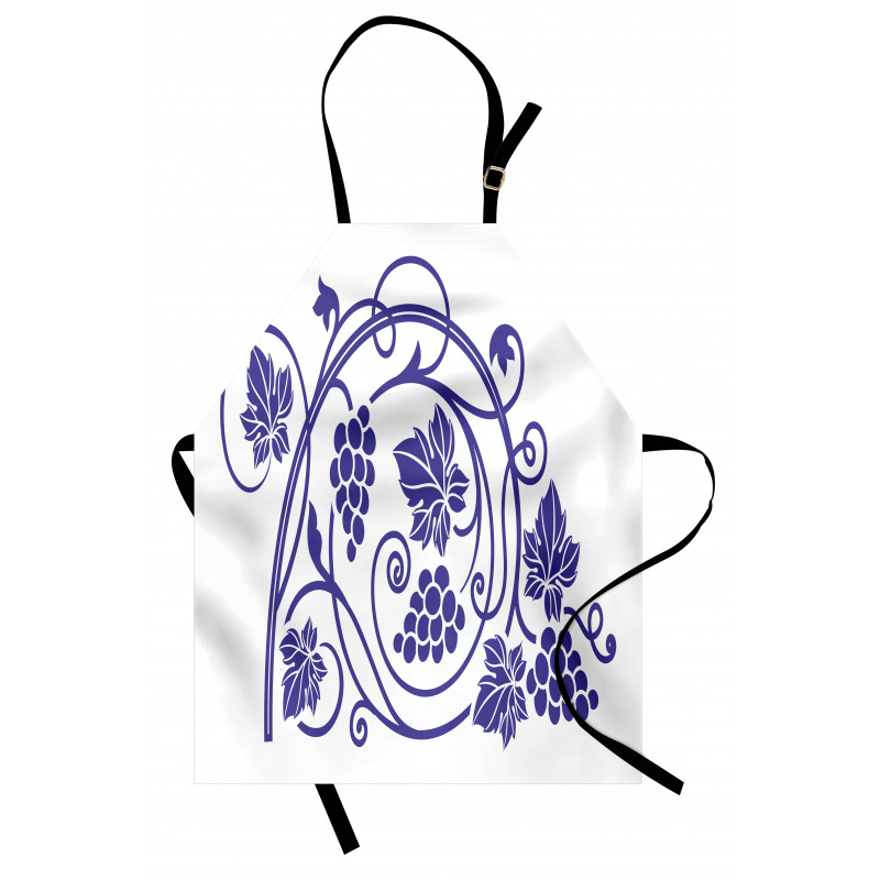 Monotone Grapes Leaves Art Apron