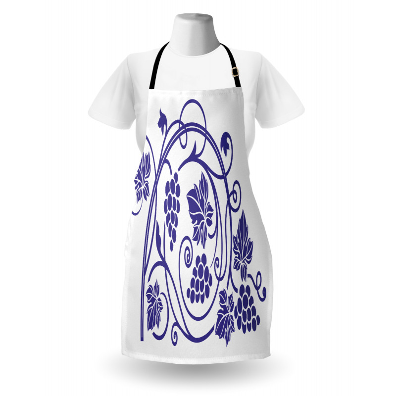 Monotone Grapes Leaves Art Apron