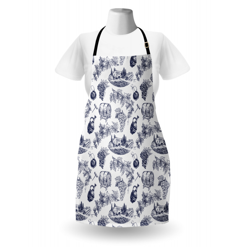 Monotone Vineyard Theme Art Apron