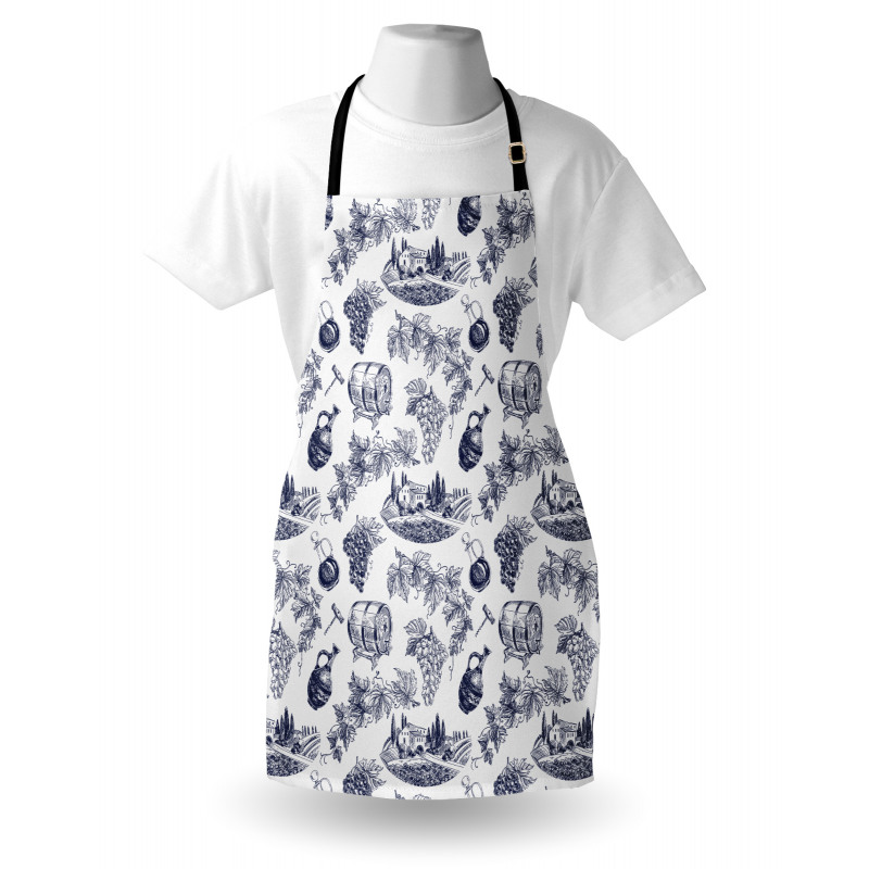 Monotone Vineyard Theme Art Apron