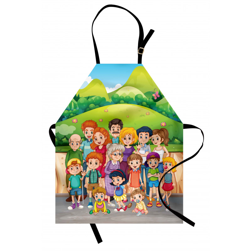 Cartoon Style Family Photo Apron