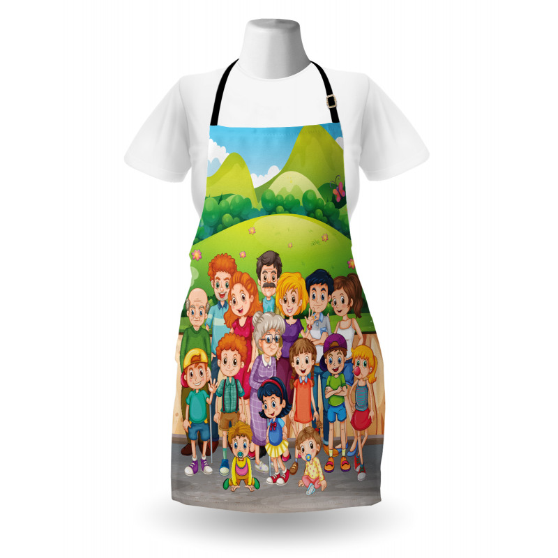 Cartoon Style Family Photo Apron