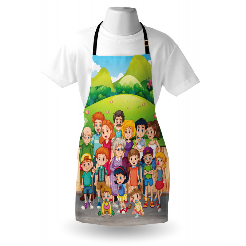 Cartoon Style Family Photo Apron