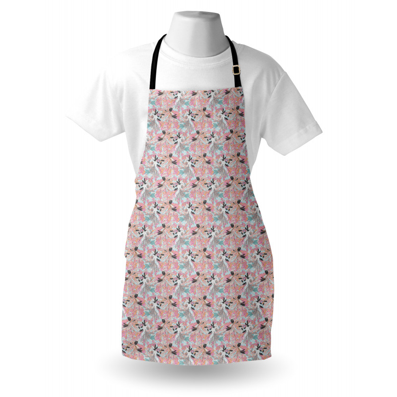 Asters on a Pale Blue Back Apron