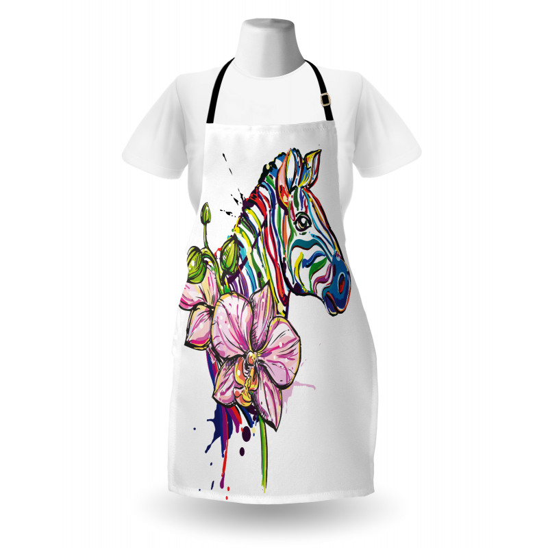 Animal Orchid Ink Art Apron