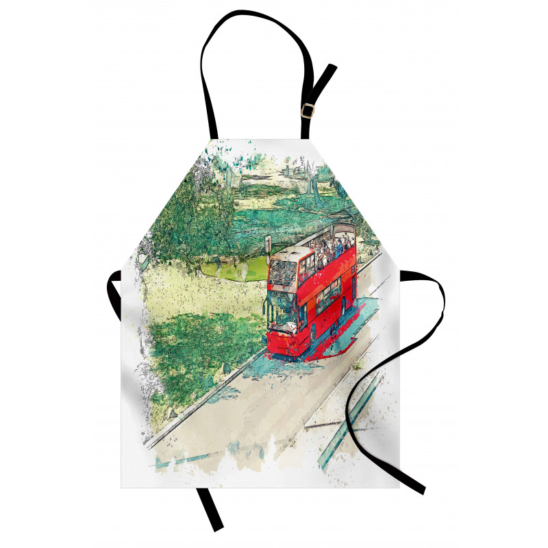 Tourist Bus Watercolor Art Apron