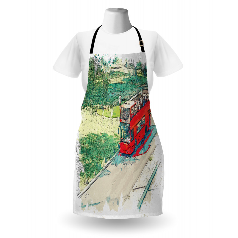 Tourist Bus Watercolor Art Apron