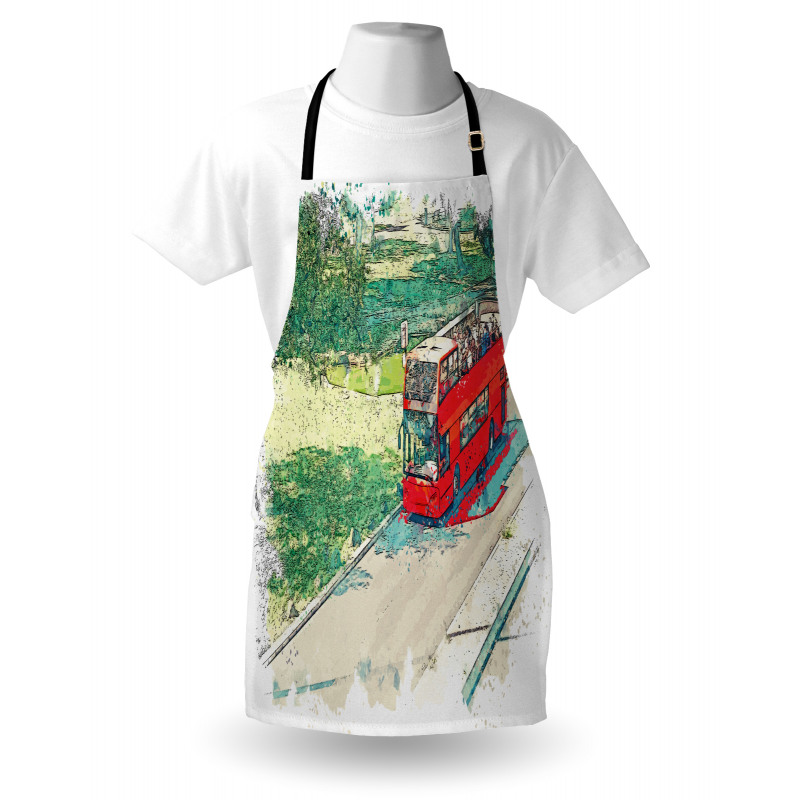 Tourist Bus Watercolor Art Apron