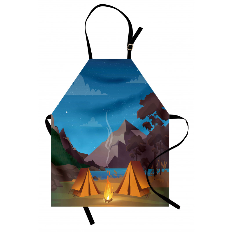 Camping in Woods at Night Apron