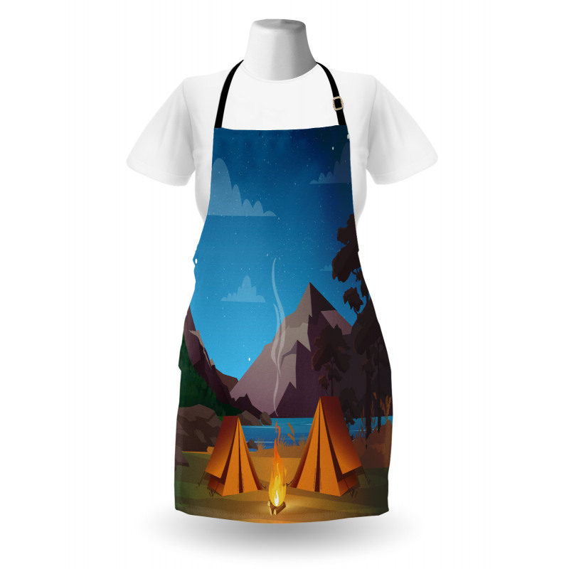 Camping in Woods at Night Apron