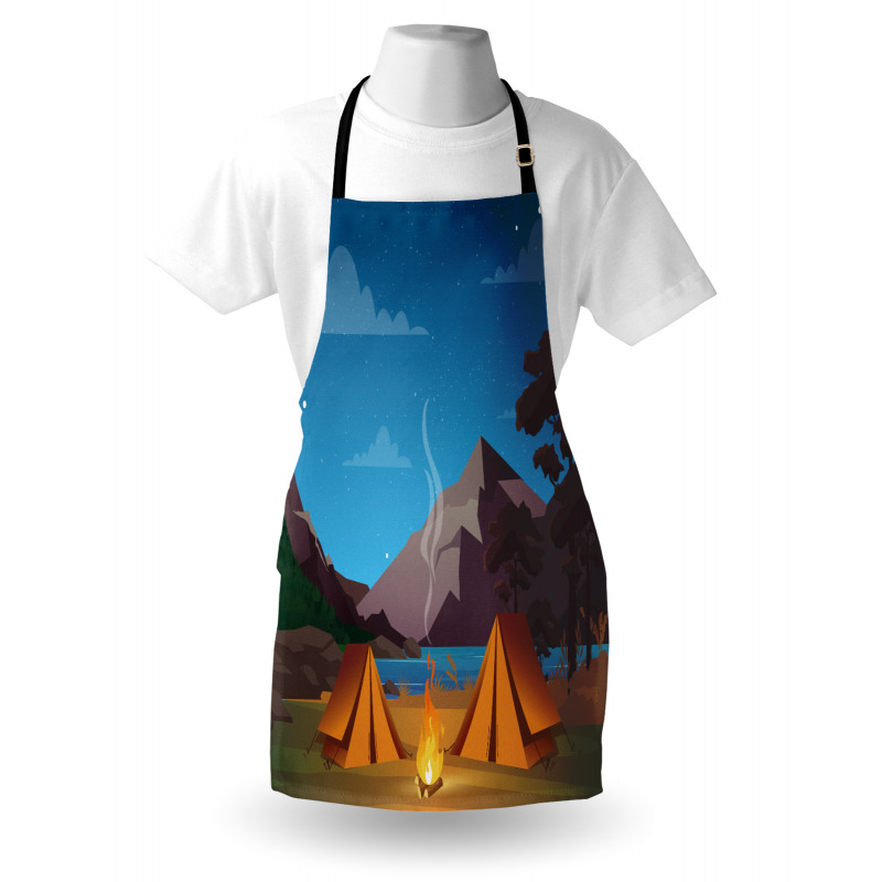 Camping in Woods at Night Apron