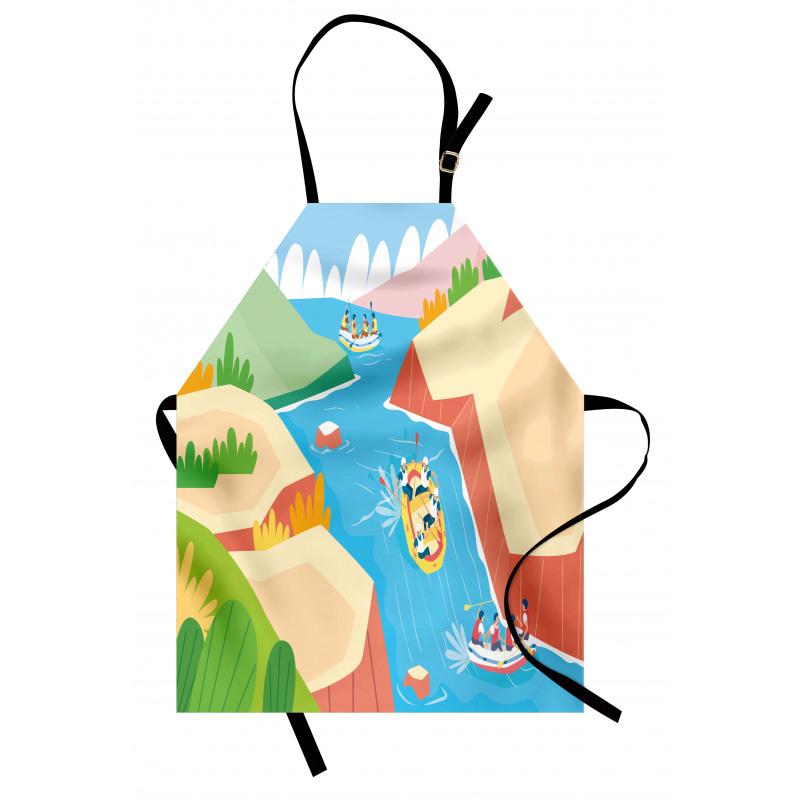 Rafting on River Cartoon Apron