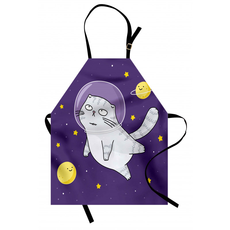 Cat Astronaut Cartoon Apron