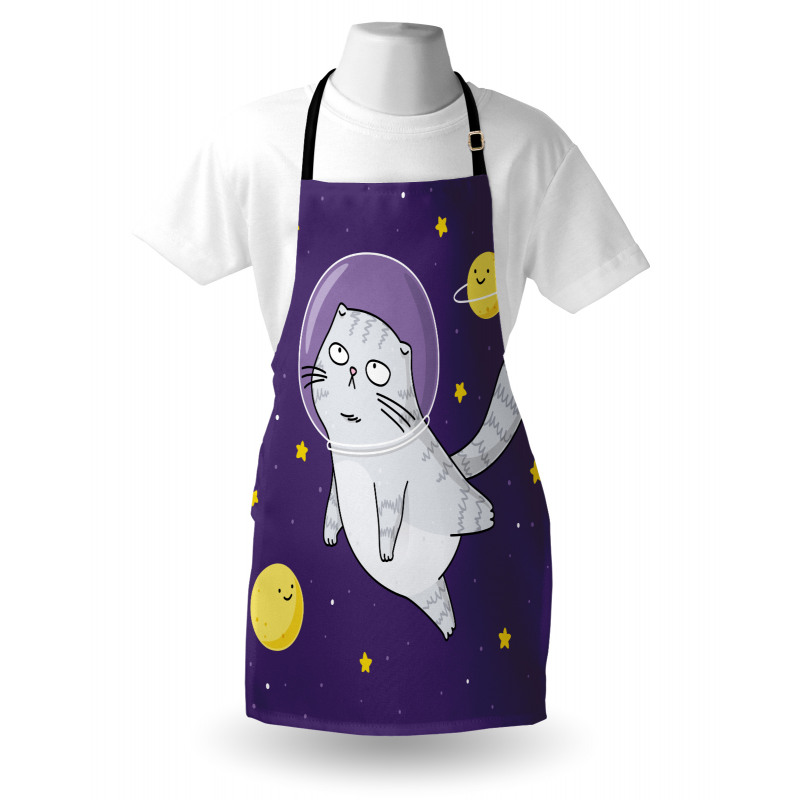 Cat Astronaut Cartoon Apron