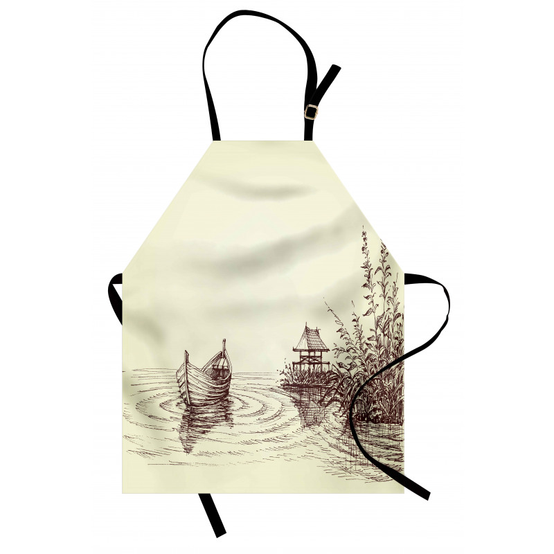 Pencil Drawn Lake and Boat Apron