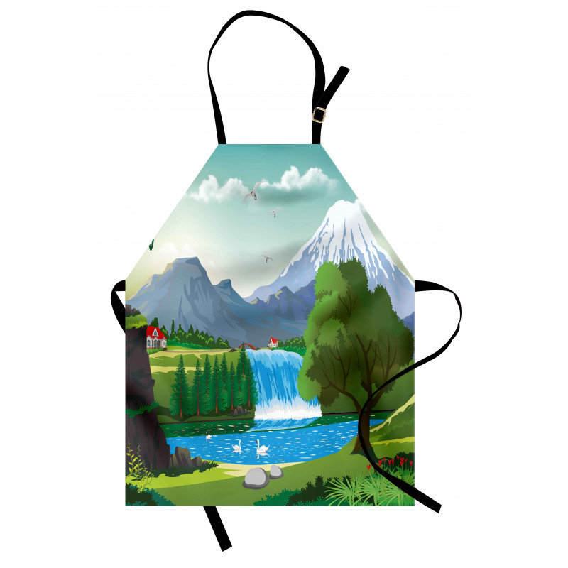 Cartoon Style Lake Waterfall Apron