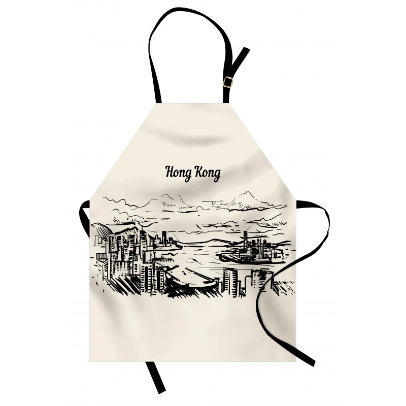 Hong Kong Skyline Wording Apron