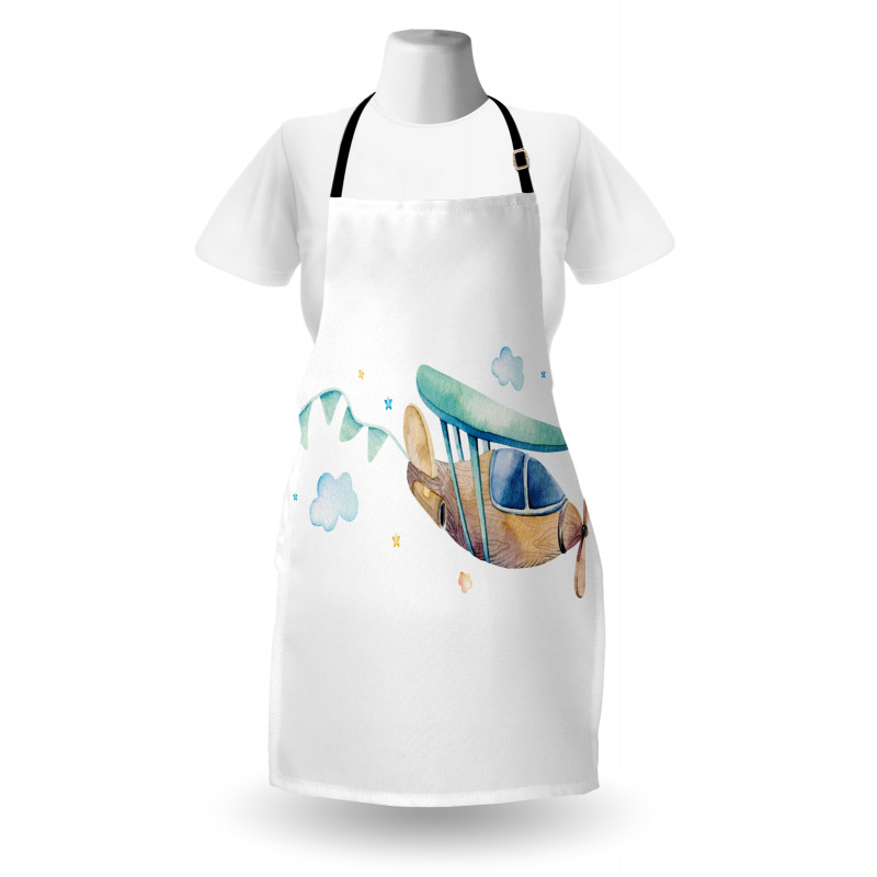 Nursery Airplane Cloud Stars Apron