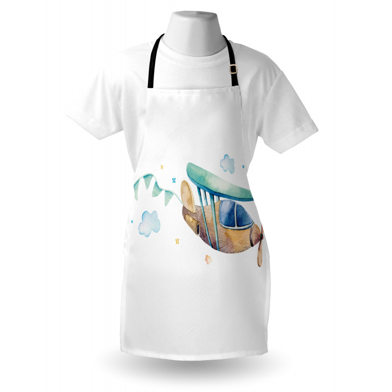 Nursery Airplane Cloud Stars Apron