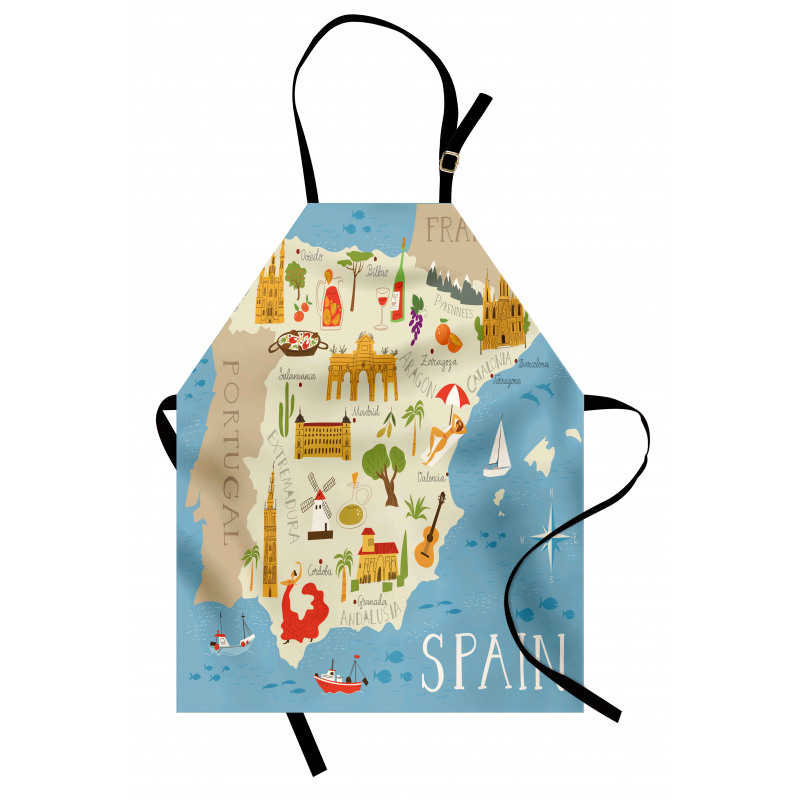 Spain Mapping Calligraphy Apron