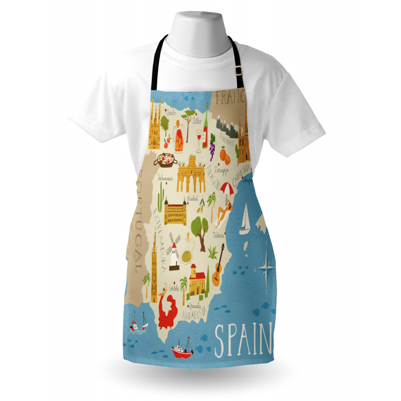 Spain Mapping Calligraphy Apron