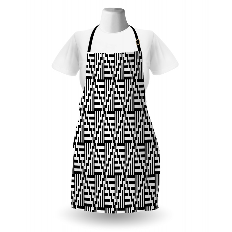 Moda Mutfak Önlüğü Zikzaklı Çizgilerle Çizilmiş Geometrik Desen