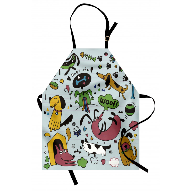 Vivid Playful Dog Pattern Apron