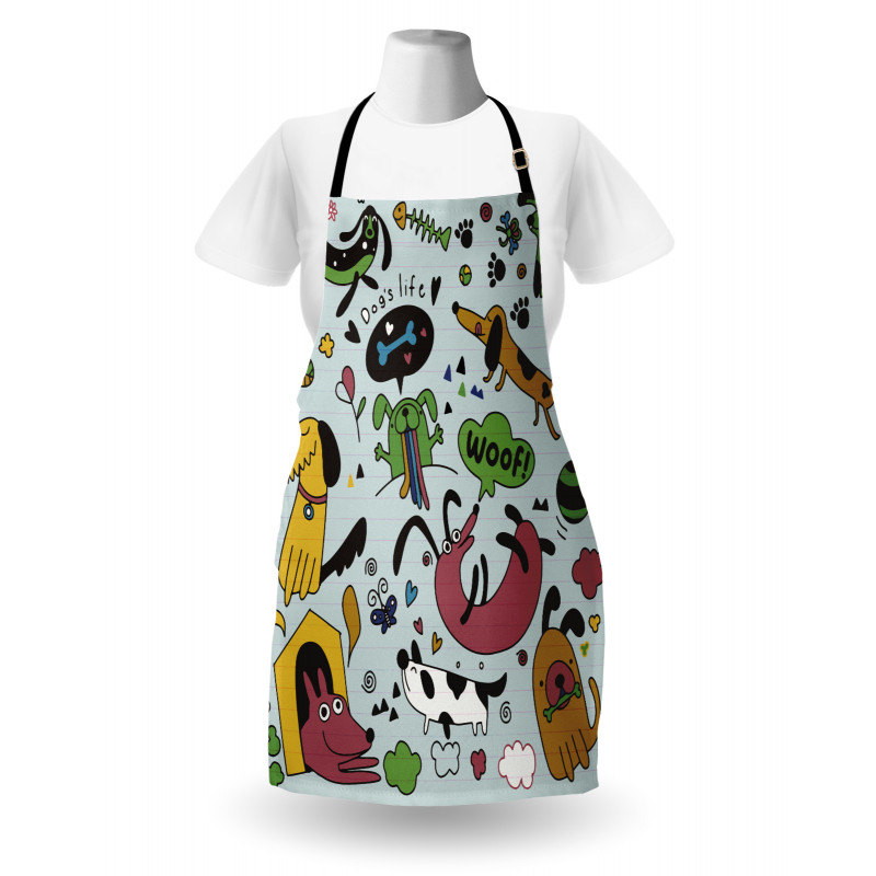 Vivid Playful Dog Pattern Apron