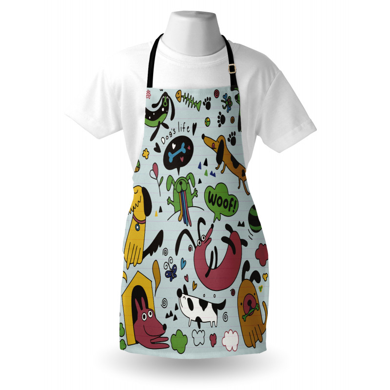 Vivid Playful Dog Pattern Apron