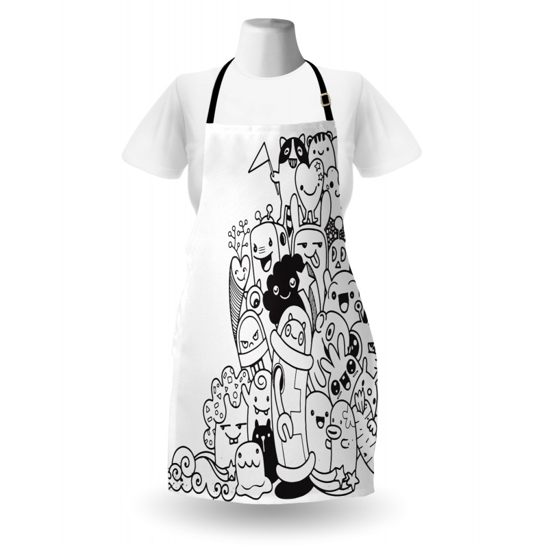 Monotone Monster Characters Apron