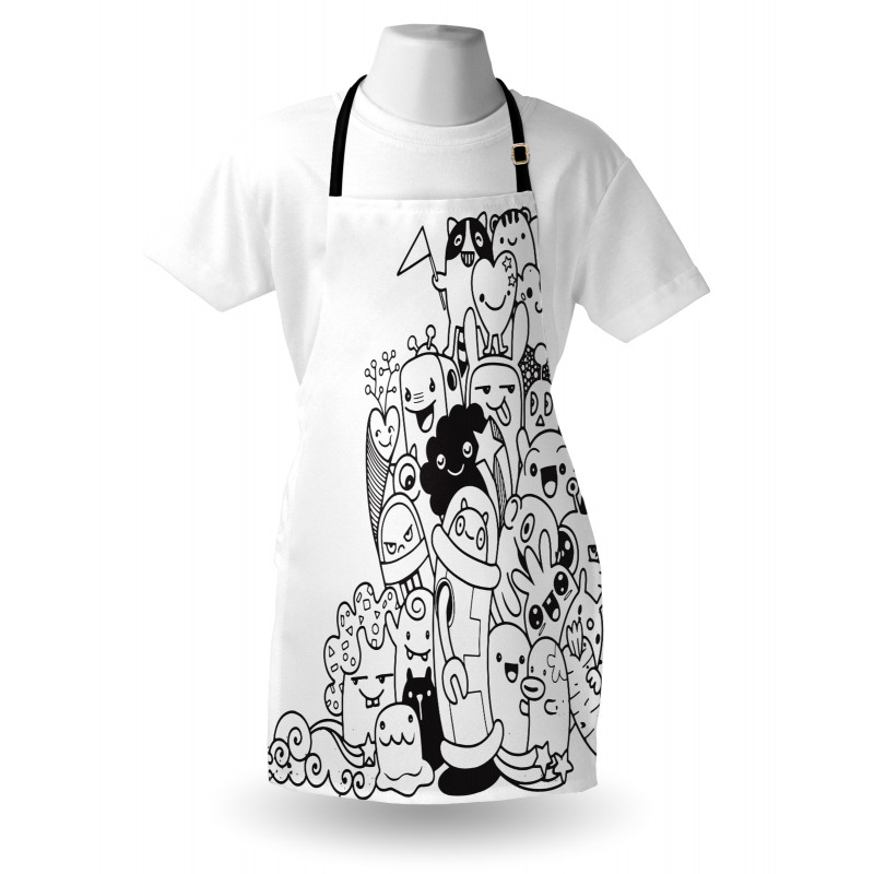 Monotone Monster Characters Apron